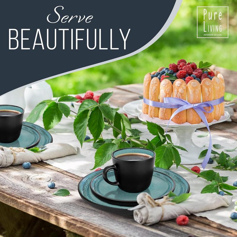 24-Piece Mediterranean Stoneware Dinner Set for 6 with Dishwasher & Microwave Safe Plates and Bowls - Dinnerware 7
