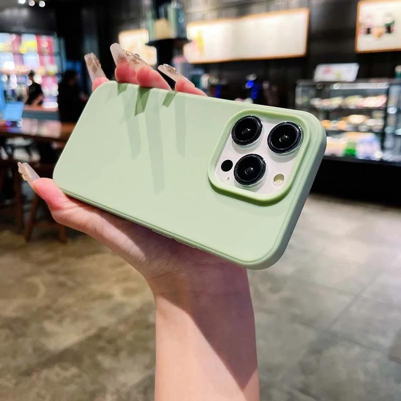 Simple Solid Color Lens Bumper Shock Protection Phone Case for IPhone 16 14 15 Pro Max 13 Soft Matte Cover for IPhone 16pro 8