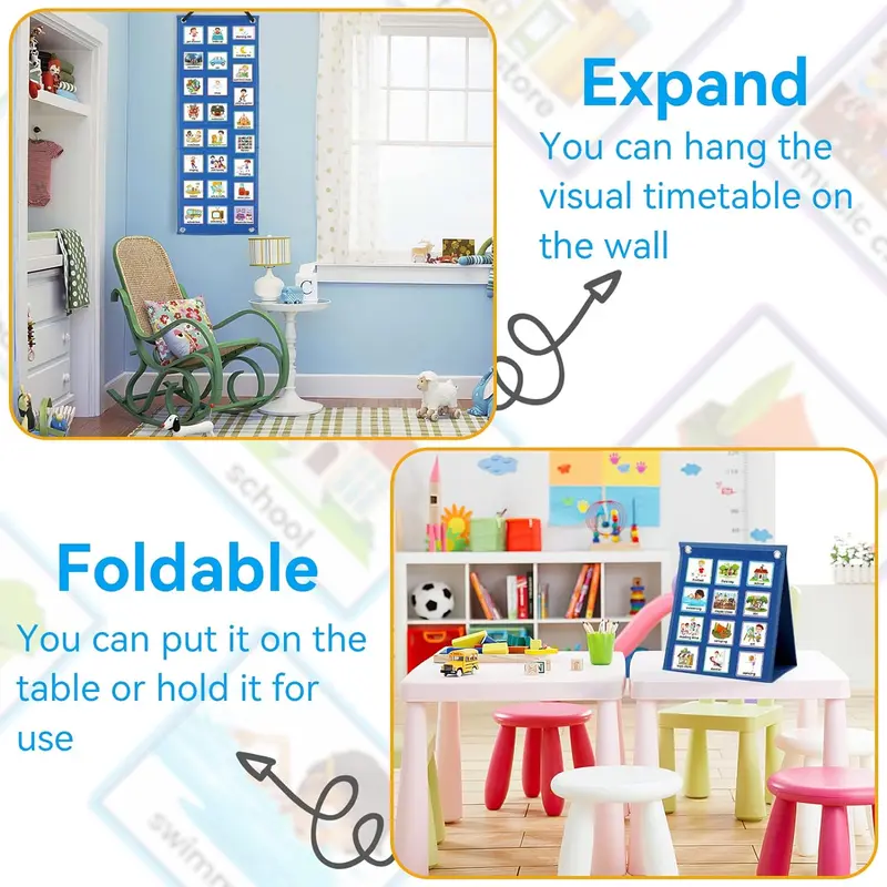 Visual Timetable, Children Visual Now and Next Board Learning Aids Tool with 70 Picture Cards 6