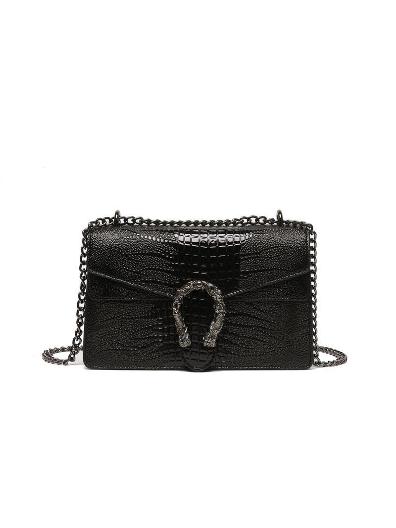 Product Introduction of Women's Elegant Crocodile Embossed Square Bag, Fashionable Chain Strap Shoulder Bag for Daily Used, Casual Trendy Versatile High-quality Daily Commuting Bag handbag  women designer  handbags 17