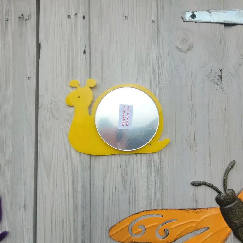 set of 5, acrylic snail mirrors, dragonfly ornaments NOT included. sensory garden 5