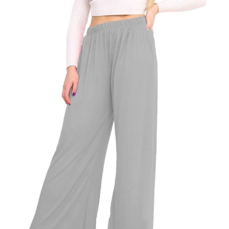 Women's Ladies Plain Wide Leg Flared Palazzo Pants Plus Size Womenswear Bottom Legging Trouser 6