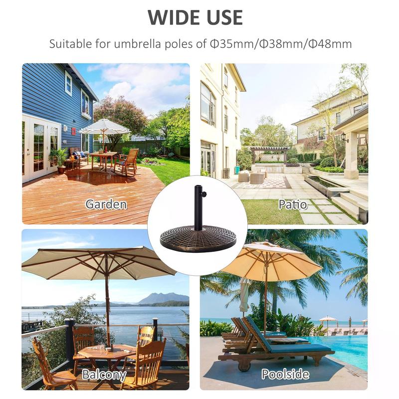 Outsunny Patio Parasol Base: Weighted 25kg Stand for Outdoor Umbrellas, Weather-Resistant, Jet Black | Aosom UK 5