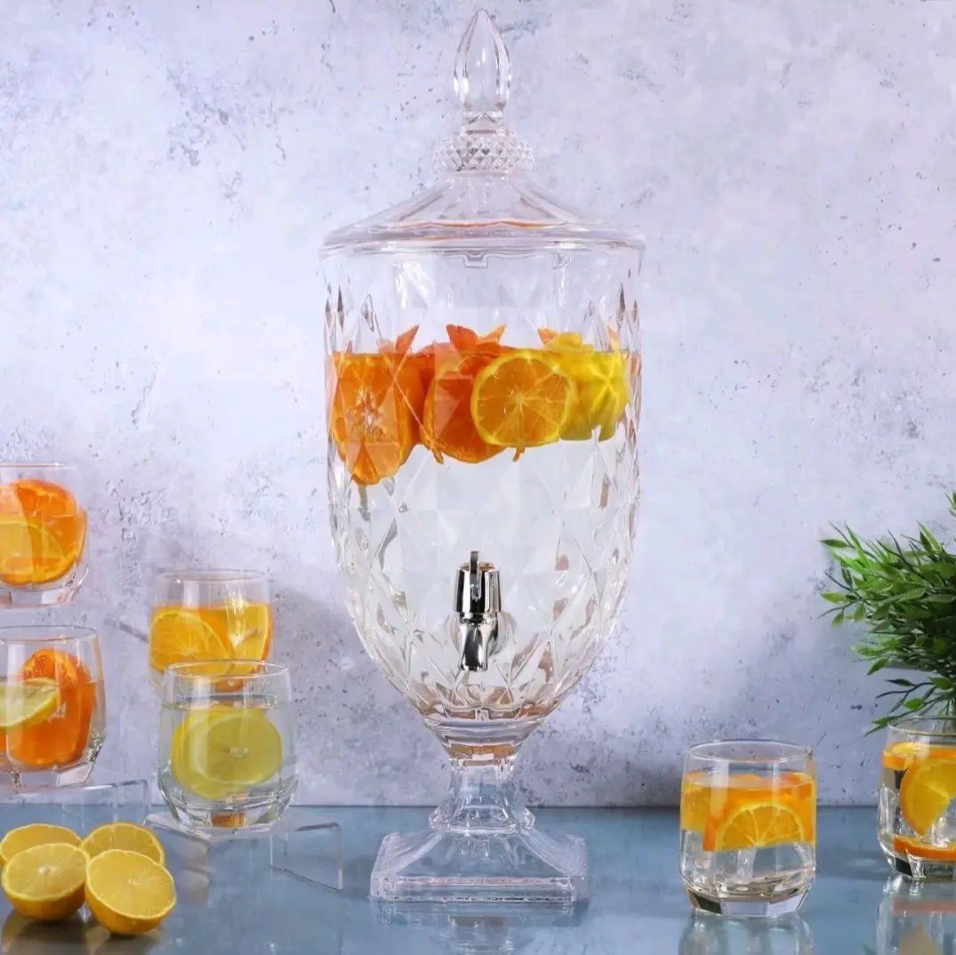 Crystal Glass Drink Dispenser 3L for Bars and Restaurants Drinkware Jugs