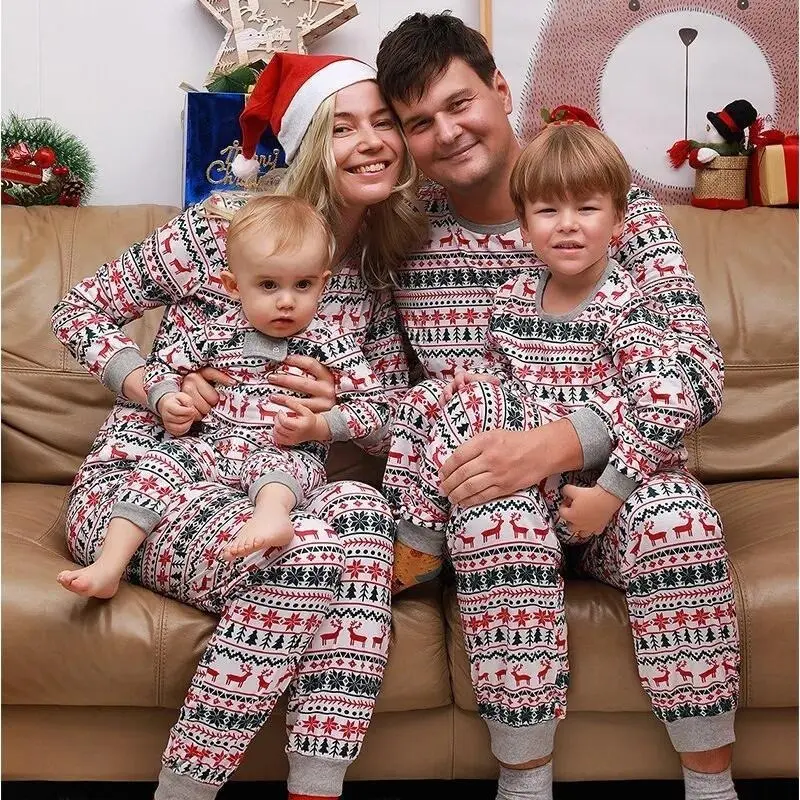 【2025】2023 Christmas Family Matching Pajamas New Year Xmas Father Mother Kids Baby Clothes Set Dad Mom And Daughter Son Pyjamas Outfit 2
