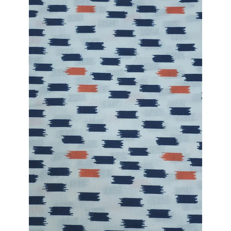Navy/Orange Irregular Track 100% Cotton 110" 4