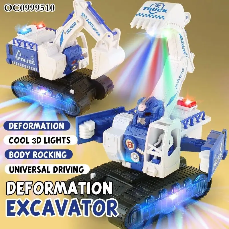 Kids Toys Swing deformation excavator Devastator Led Light & Music Toys For Kids 0