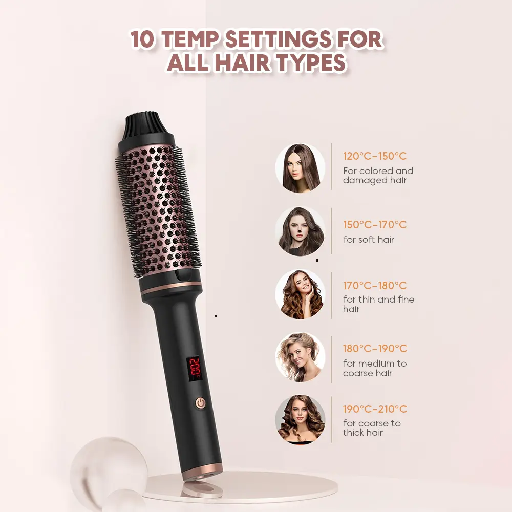 Heat Brush 2in1 Hairstyling Comb Airwrap Hot Comb Negative Ion Volumizing Brush creates Volume at the Roots and Loose Curls,Hot brush for hair,Serving as a Styling Tool
