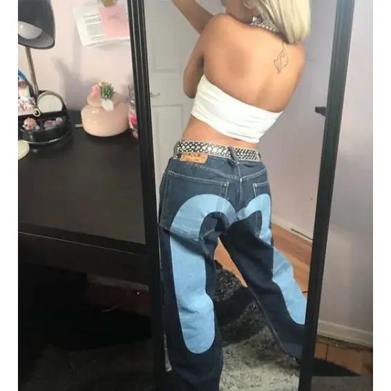 Y2K New Best-Selling Jeans Retro Personalized Print Jeans Women’s Punk Hip Hop Gothic Loose Straight Denims Couple Street wear 2