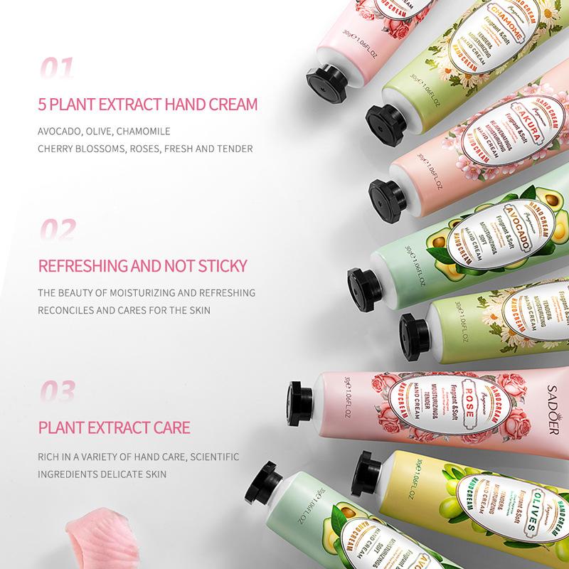 GOOD [Luxury Gift 1] Random Fruit Fragrance, Fruit Hand Cream SADOER Rose Chamomile Hand Cream 30g 3