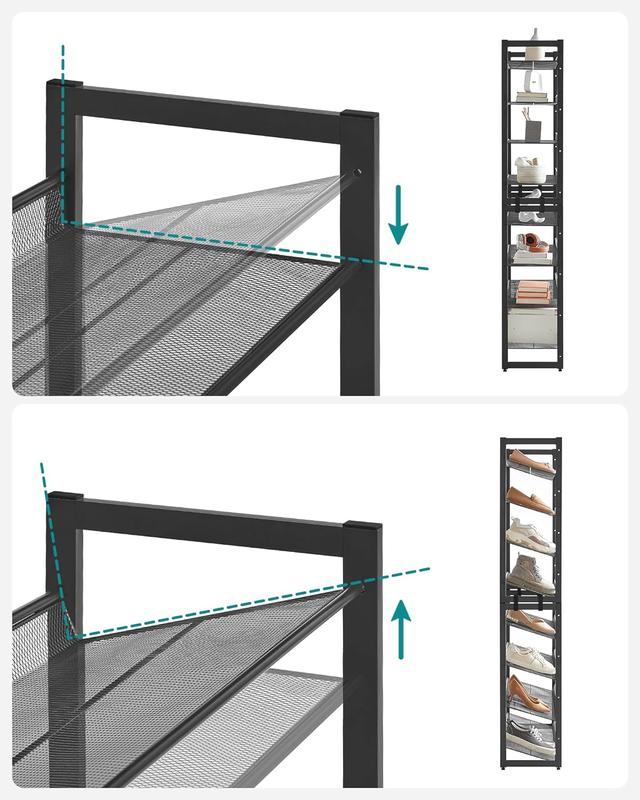Stackable Shoe Rack Storage Shelf Metal Shoe Rack Black Organiser Adjustable Set Steel 4