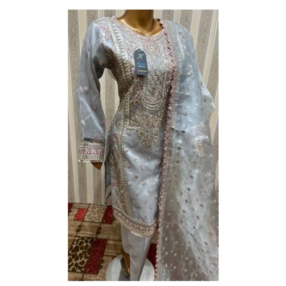 Organza 3 piece fully stitch suit