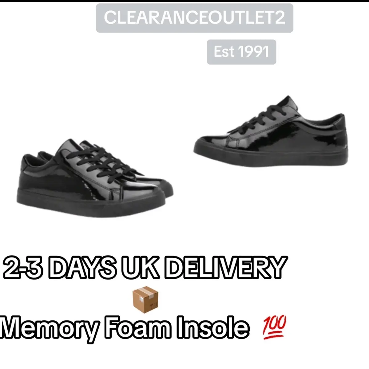 Womens/Girls Black Patent Shoes Lace Up Trainers Flat Casual Work School Size Walking Shoes Sports Shoes Comfort