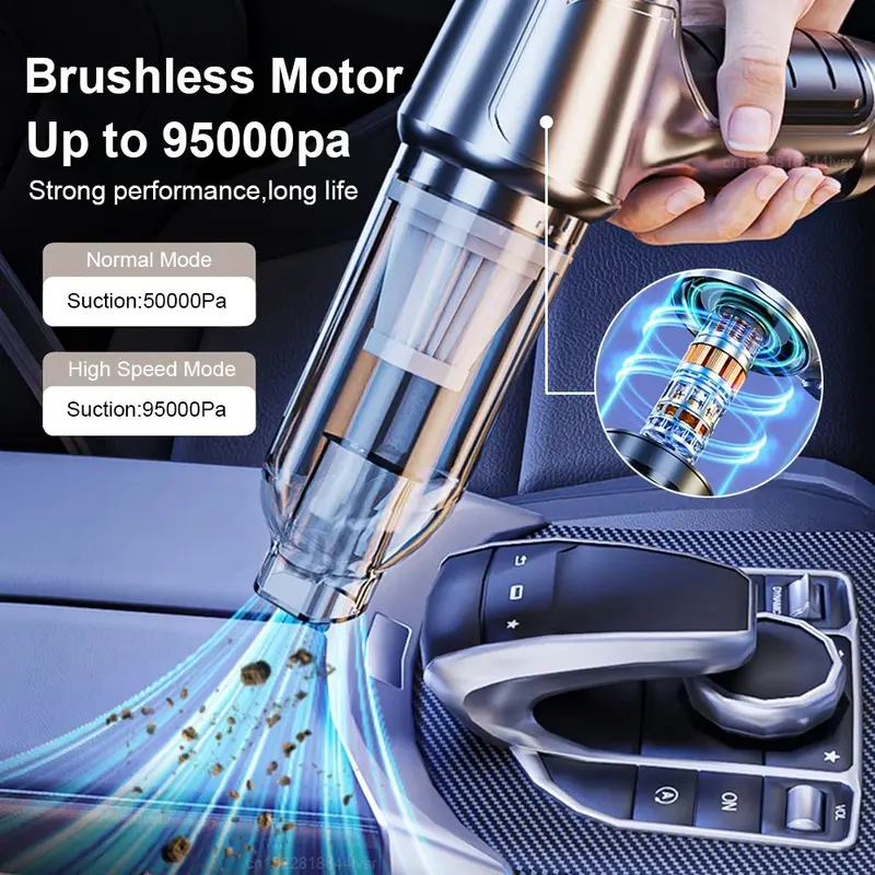 Car Vacuum Cleaner 95000PA Strong Suction Handheld Wireless Blower 2 in 1 Portable For Car Home 2