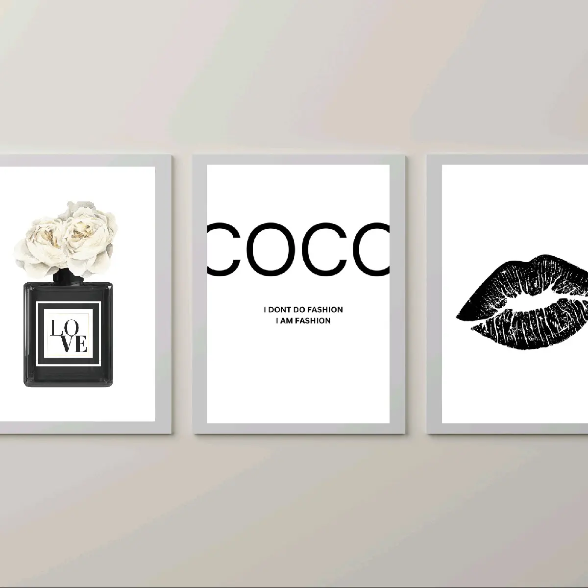 Set of 3 Fashion and Beauty Home Wall Prints - unframed wall art beauty prints bedroom wall posters Minimalist Ornaments for Artistic Decoration - A4 Size, Glossy Card poster black chanel