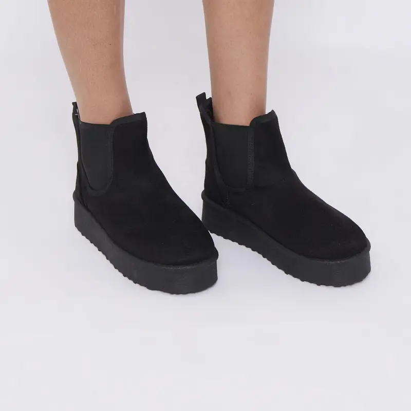 Women’s Ladies Faux Suede Snug Thick Platform Chelsea Ankle Boots Shoes Size 1