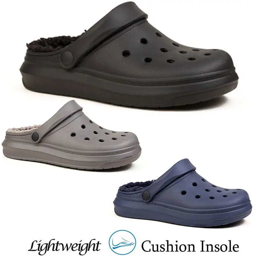 Mens Fur Clogs Mules Slippers Nursing Garden Beach Sandals Hospital Rubber Shoes older Boys Comfort Breathable Casual Walking Shoes