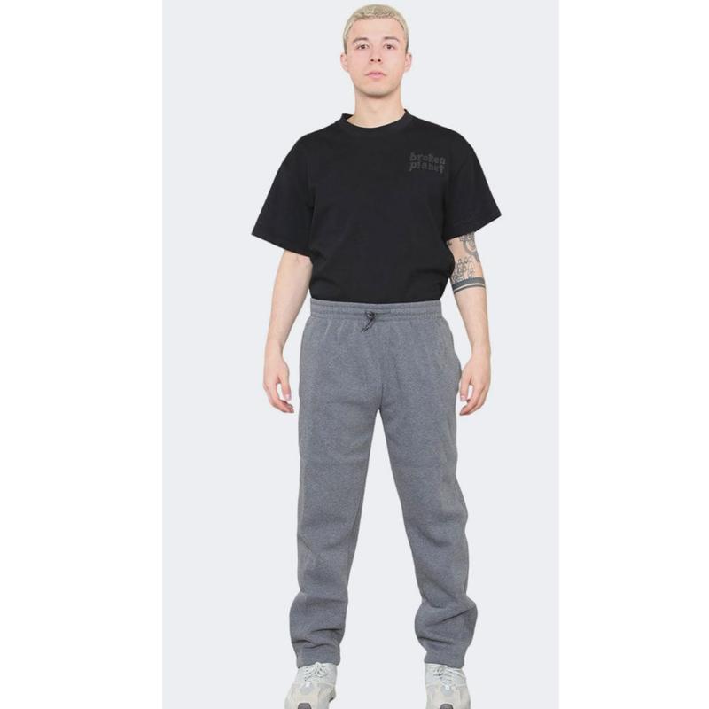 Men's Open Hem Joggers Solid Drawstring Fleece Jogging Bottom Pants 1