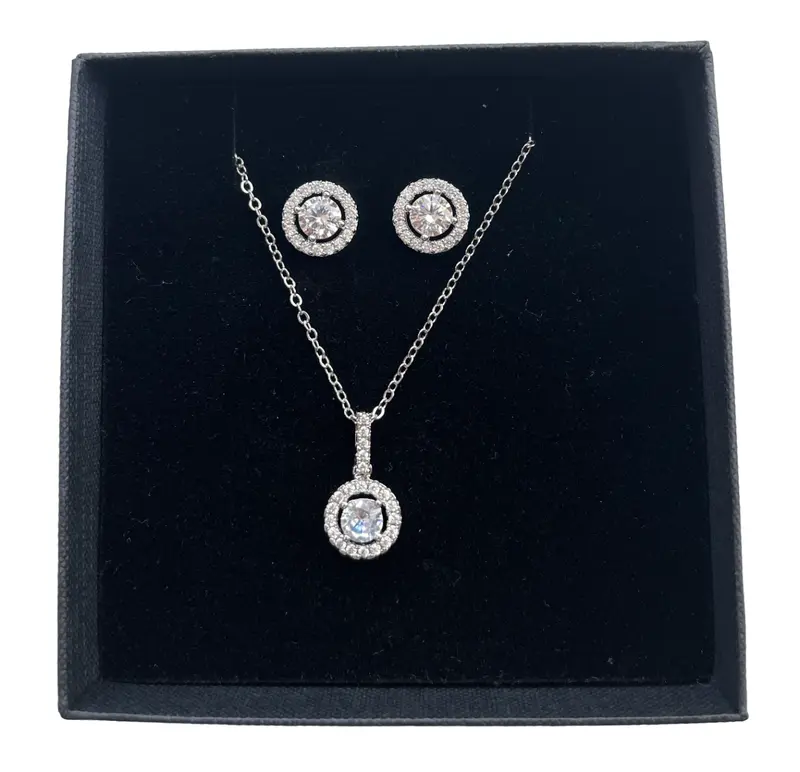 Pink Blossom Necklace and Earring sterling silver jewellery Set 1