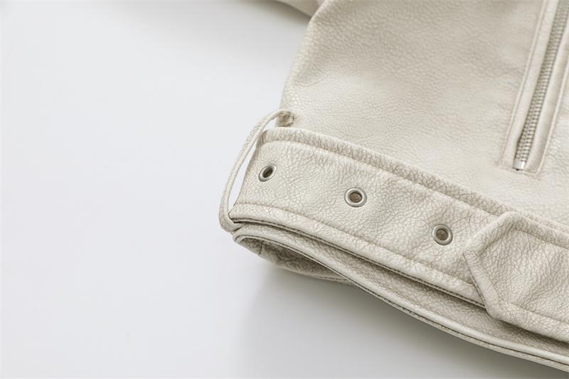 Product Introduction of NEW New Coal graysty le Women's washed leather jacket with belt, short coat with downgraded zipper and vintage lapel jacket HOT 6