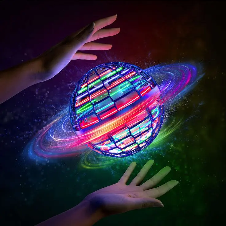 Flying Ball Orb Toys 2025，Hover Ball Pro Flying Spinner Toy， UFO RGB Cool Stuff Globe Orbi Magic Boomerang Hand Controller Mini Drone for 8 9 10 11 12 boys girls Kids (Blue)