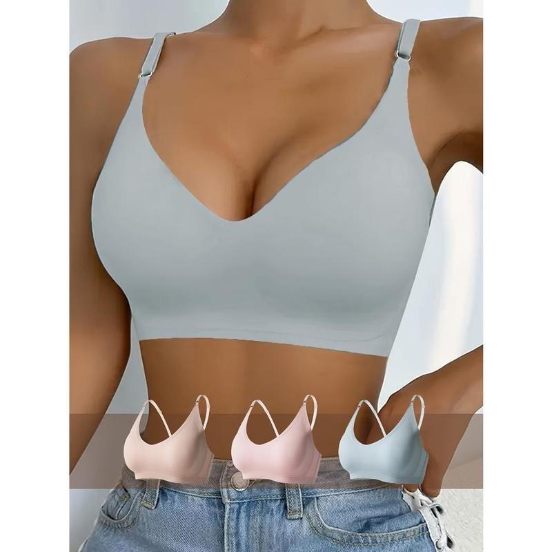 3 simple seamless bras with chest pads, comfortable and breathable push-up bras, women's undergarments and lingerie Womenswear Underwear Lady Bridal Basic Minimalist 0