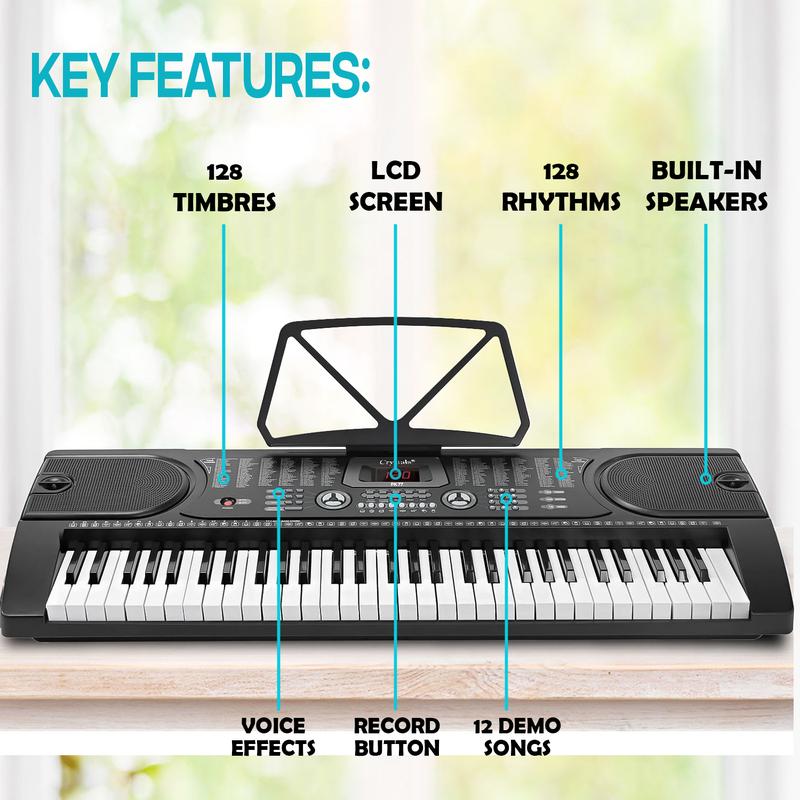 Product Introduction of Crystals 61-Key Digital Piano Keyboard with Optional Stand and Stool for Customized Setup 6