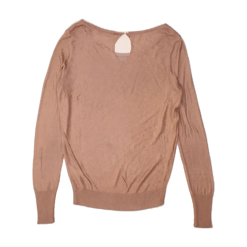 Pre-Owned Vintage ESPRIT Womens Boat Neck Jumper Sweater UK 10 Small Beige Viscose 2