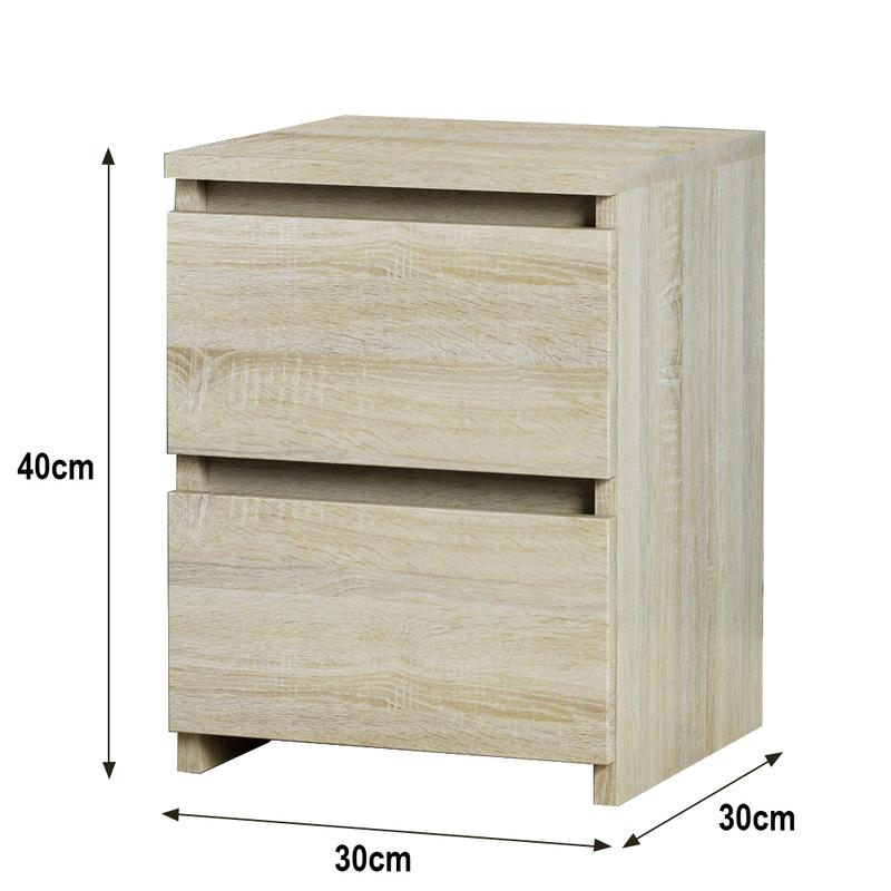 Sundaze Chest of 2 Drawers Bedside Table Bedroom Furniture 30x30x40cm Slide  Drawer 3