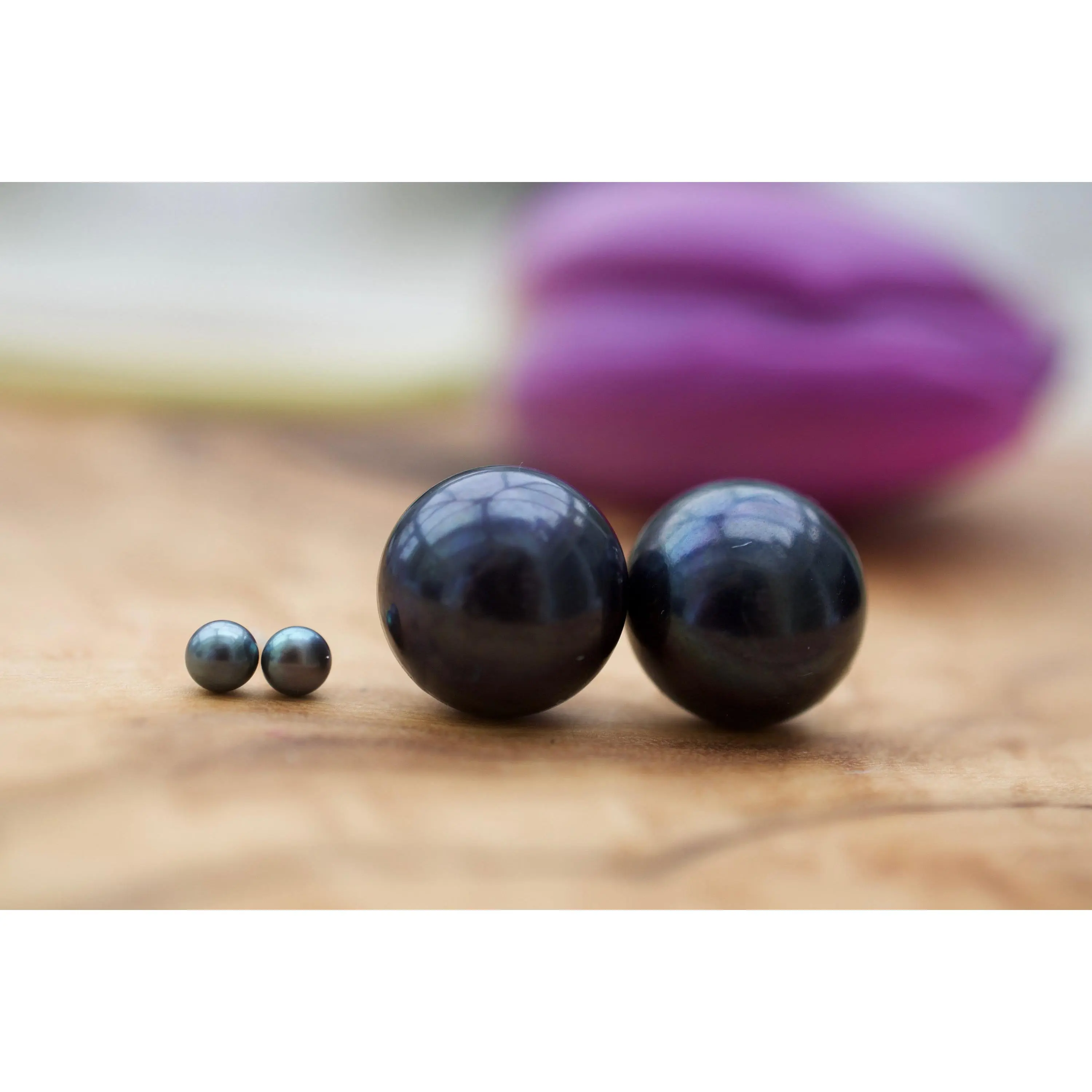 Natural Black Seed Pearl Earrings