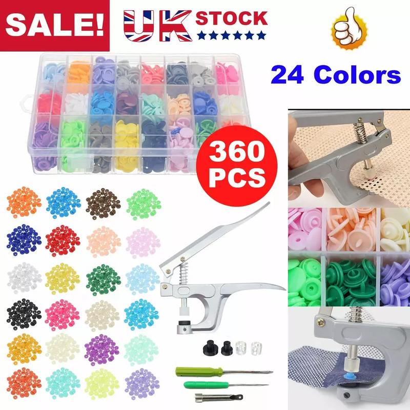 360pcs 24 Colours T5 Plastic Buttons Stubs Fastener KAM Snaps Snap Pliers Plastic Snap Buttons Fasteners for Sewing, Clothing,Diaper, Bibs and Crafting DIY Clothing 9