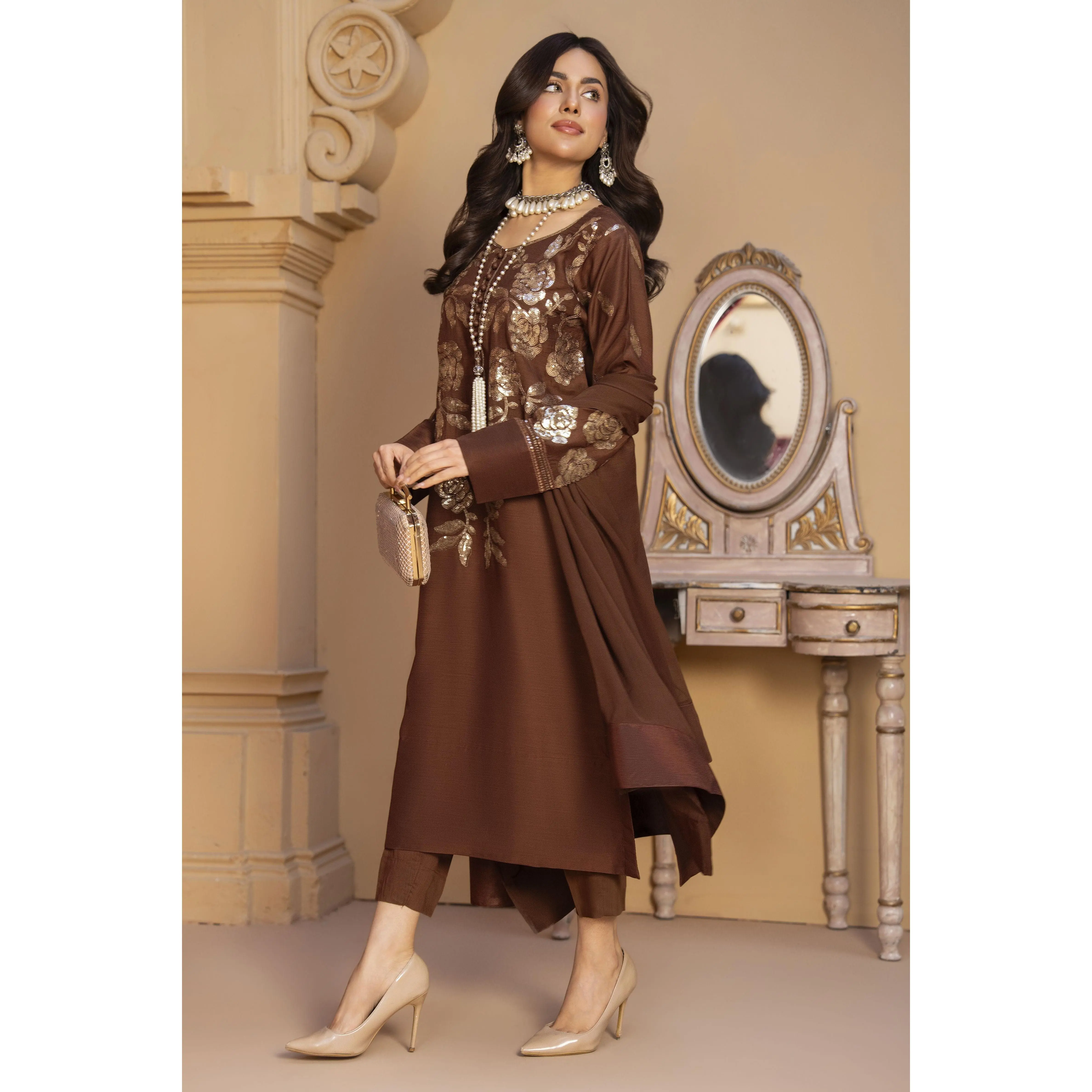 Praise Ready to Wear 3 Pcs Embroidered Dress