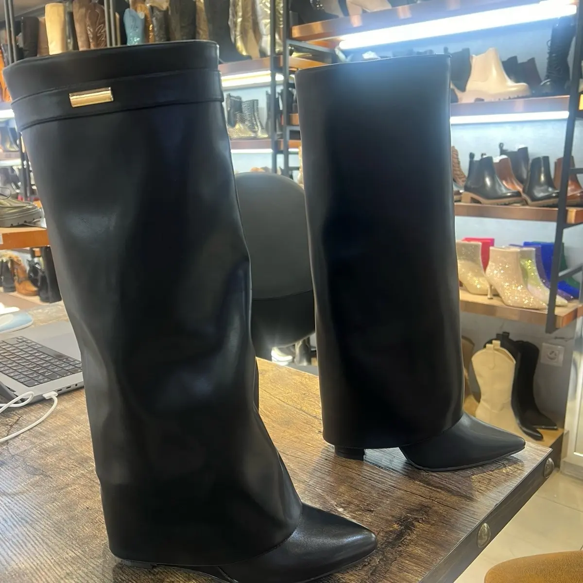 Woman’s ladies fold over boots (wedge or plain ) Girl Women