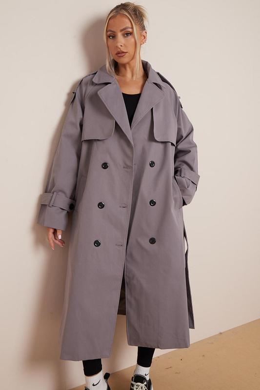 Product Introduction of KatchMe Women's Oversized Premium Waist Tie Double Breasted Trench Coat (UK 8-22),High-End Outerwear Jacket,Plain Minimalist Side Pocket Lady's Outfits 11