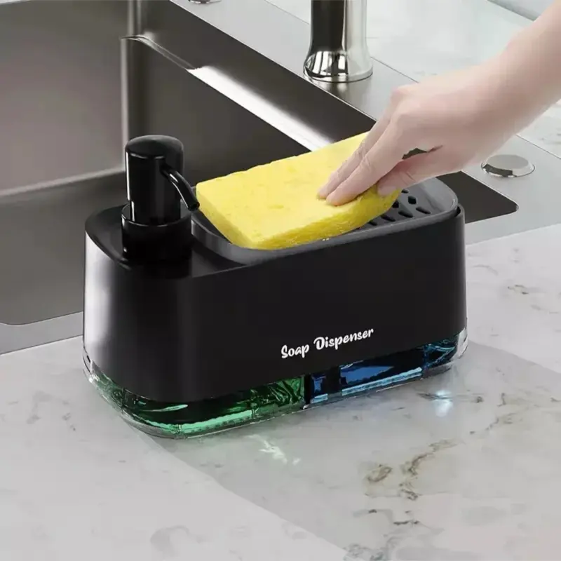 4-in-1 Dish Soap Dispenser Set with Sponge Holder, Kitchen Countertop UK