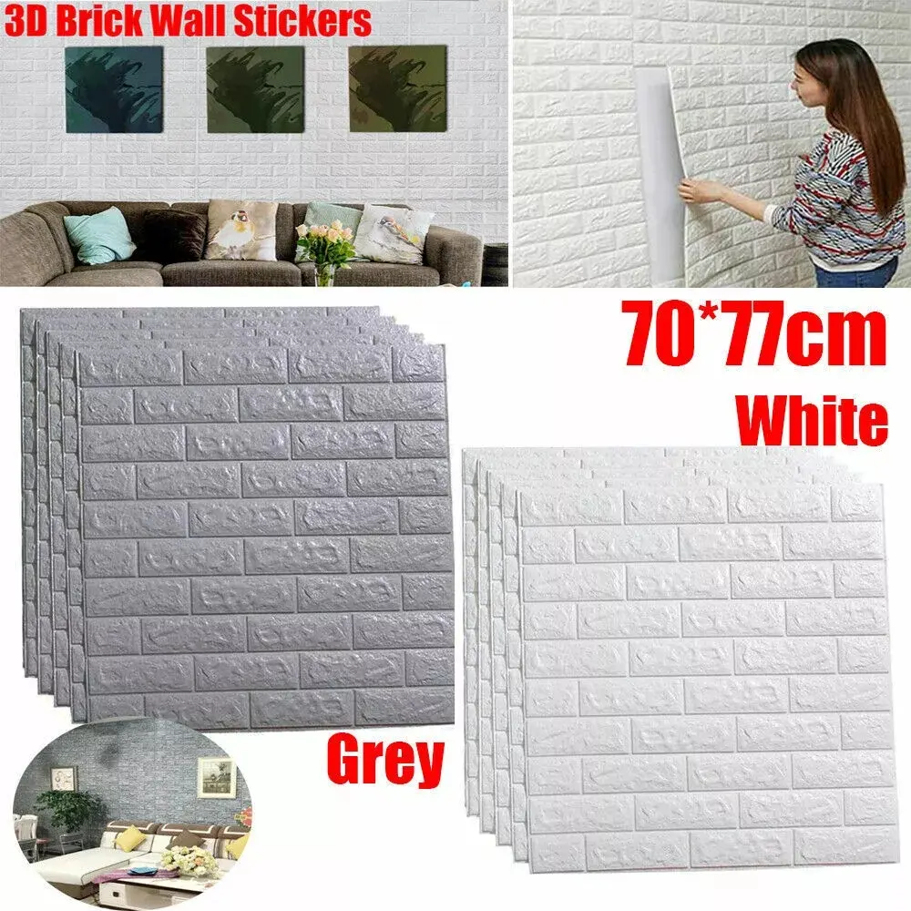 LARGE Self-adhesive 3D Tile Brick Wall Sticker Waterproof Foam Panel Wallpaper