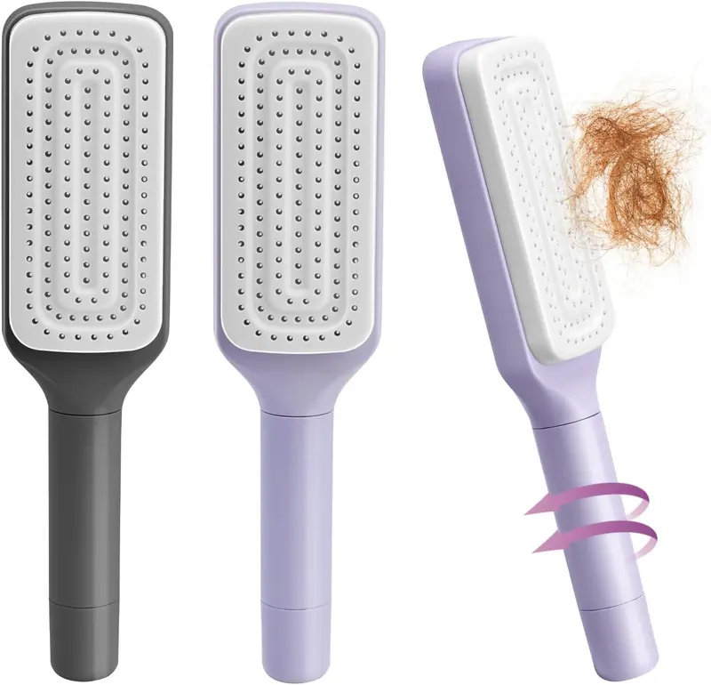 2PCS Self Cleaning Hair Brush,hair Brushes For Women,one-click Cleaning Comb,curly hair comb,3d airbag comb,retractable comb,suitable For All Hair Types... 0