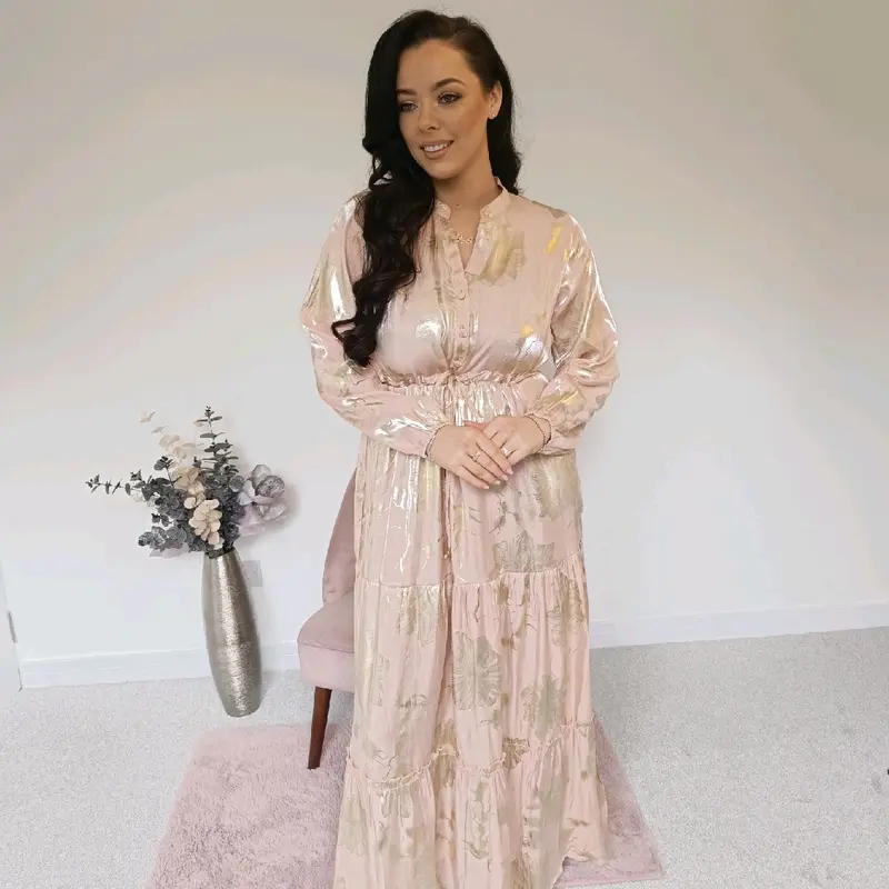 Woman's long summer shimmery floral dress Freya Collection 0
