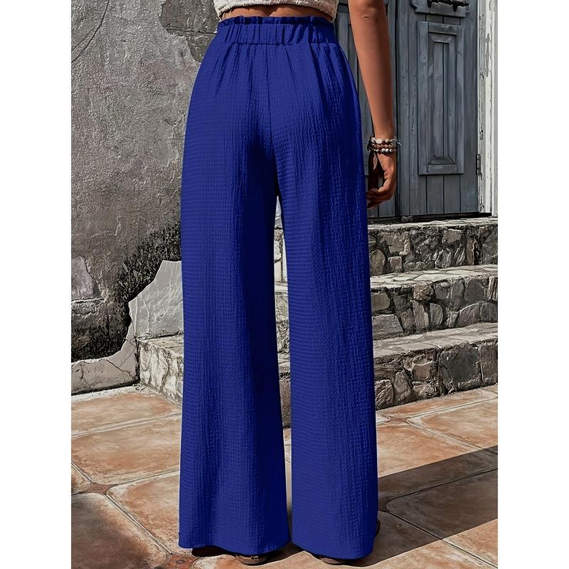 Chic Solid High Waist Wide Leg Pants - Breathable Casual Style for Spring & Summer - Fashionable Womens Clothing, Flattering Fit, Everyday Comfort 4