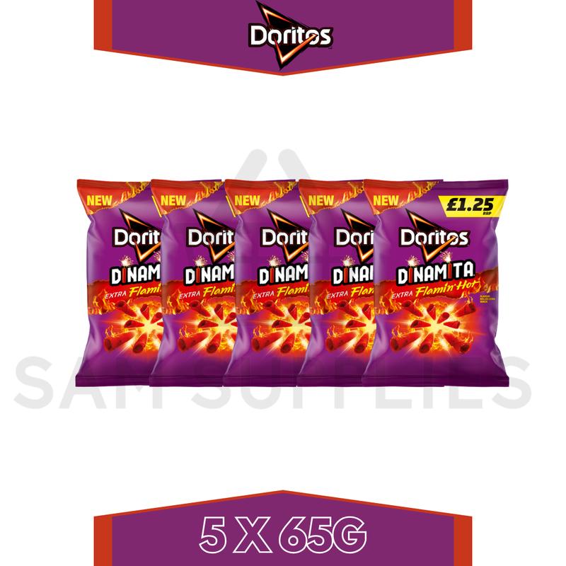 New Doritos Dinamita Extra Flamin Hot Crisps 5 Or 20 Pack Puffed Snack 2