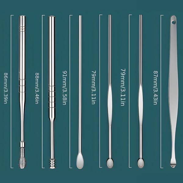 Portable Stainless Steel Ear Wax Removal Kit, Reusable Ear Cleaning Spoons, Ear Picking Tool cleaner 4