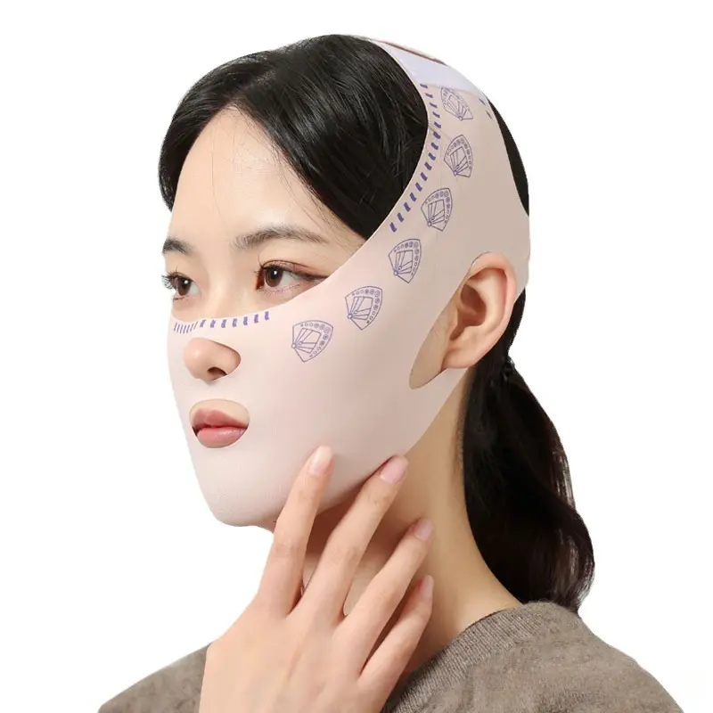 Plastic Face V Face Beauty Sleep Mask French Pattern Bandage Mask Breathable Elastic Tightening Chin