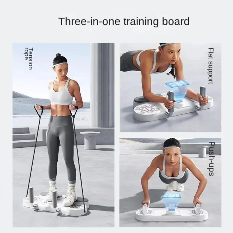 Digital Smart Push up Board, Plank Extension with resistance bands, 5 in 1 chest building fitness gear for home and outdoor exercise, Plank Training Board Anti Skid Portable Sturdy Push Up Bar Chest Core Training 5