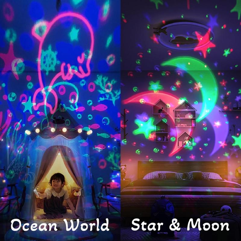 Moredig Baby Lights Projector, Roating Sensory Lights with 8 Lighting Modes, Starry Sky & Ocean Night Light Porjector for Kids, Baby Sensory Toy Christmas Gifts for Baby Gifts for Girls Boys - White 2