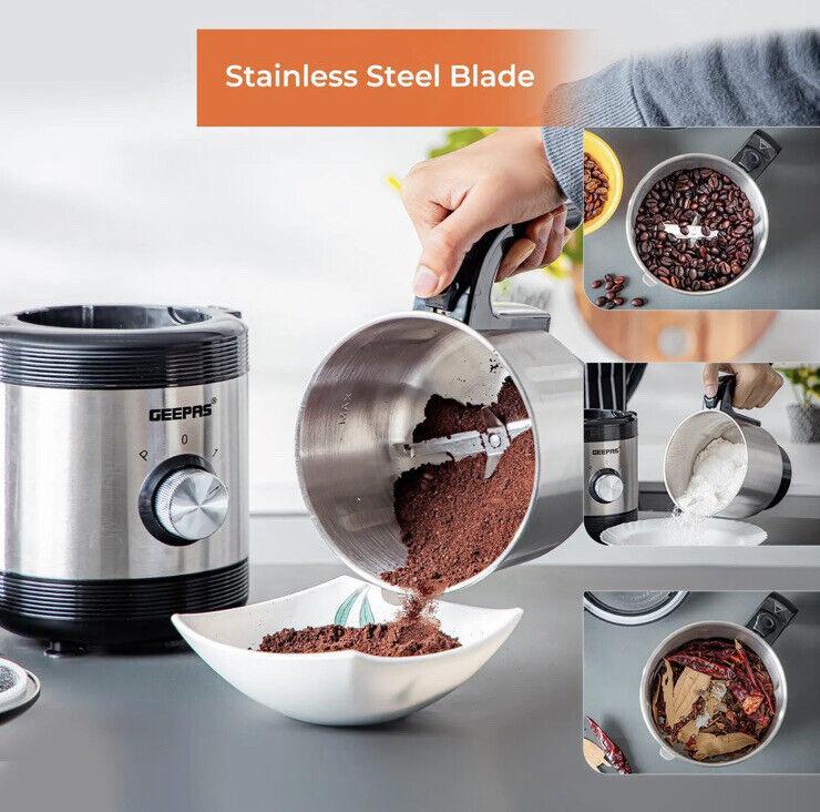 Geepas Wet/Dry Coffee Grinder Machine Milling Bean Nut & Masala Spice Grinding 3