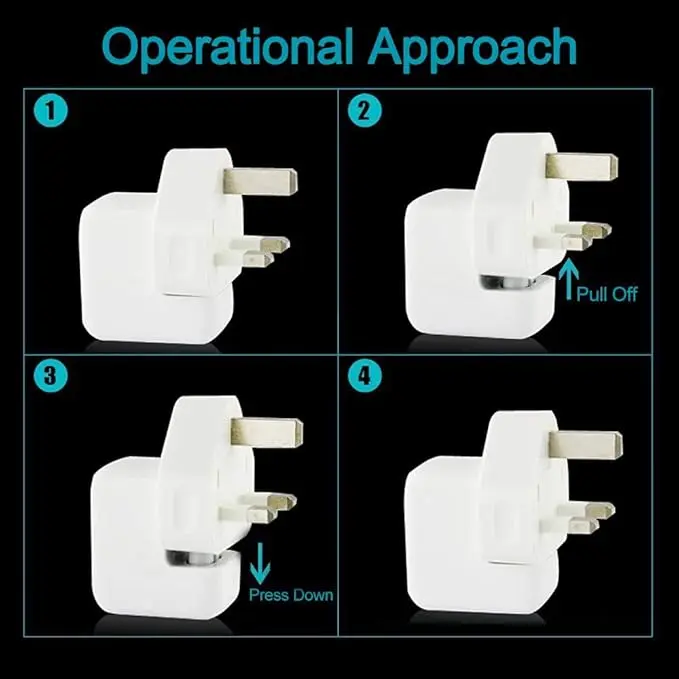 TB UK Plug Duck head Power Adapter compatible with all types of devices USB-C Power Adapters, MagSafe and MagSafe 2 Power Adapters 10W 12W Replacement UK 3 Pin AC Power Adapter 1