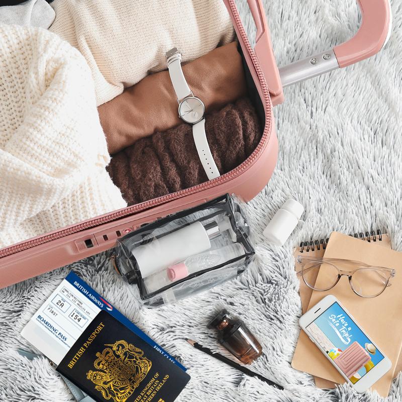 Flight Knight Hard Shell  ABS Outer Check in Carry On Suitcases - Vertical Lines with Curve - Rose Gold 4
