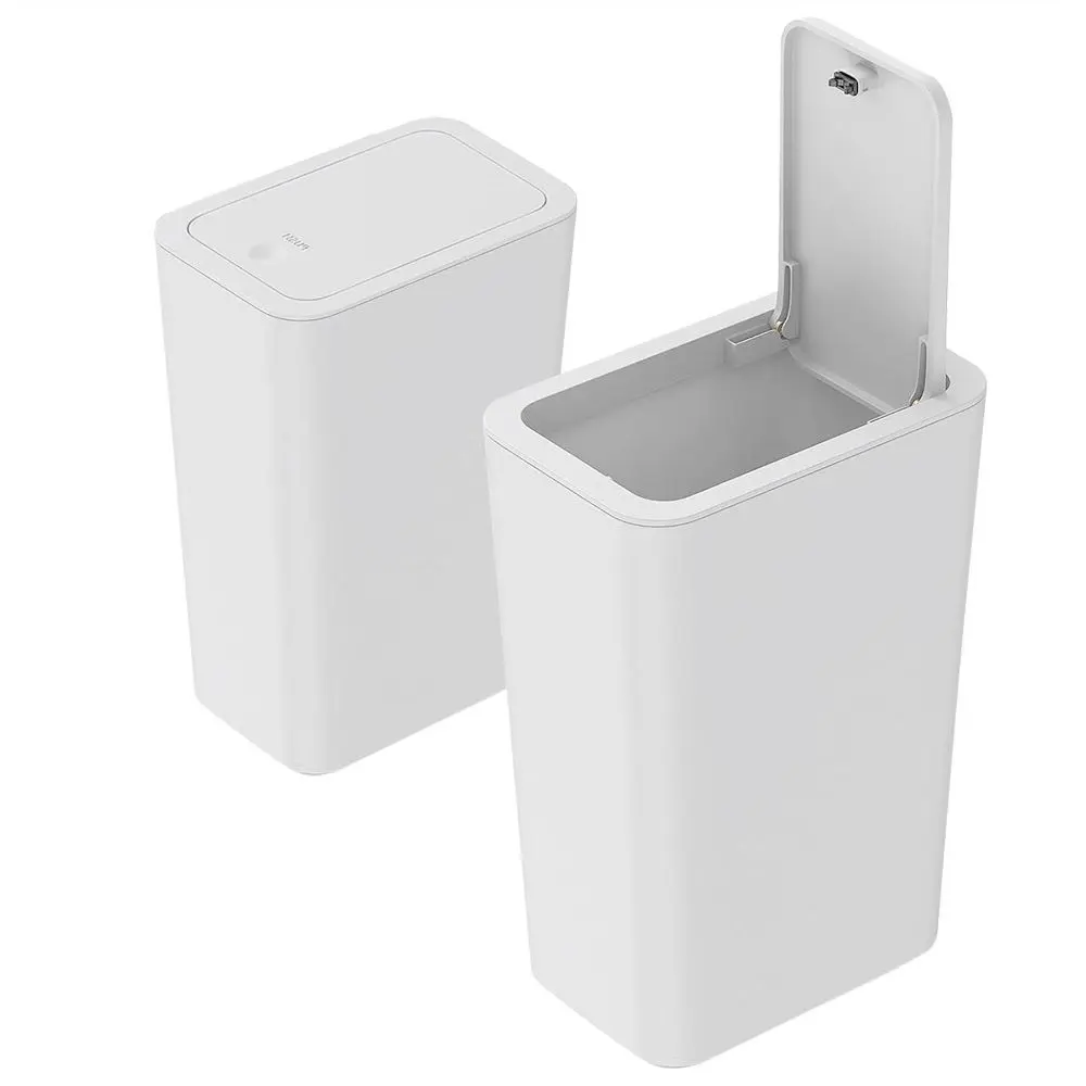 2Pack Kitchen Bin,9L Bathroom Bin with lid,Push Button Plastic Bin for Toilet Bin,Kitchen Bins,Bedroom Bin,Office Bin,Living Room Bin,Bin with Lid Dog Proof Bin(White Bin)