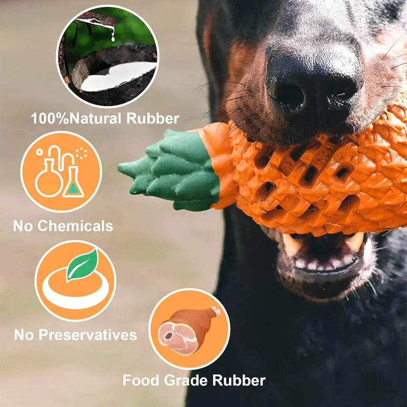 Pawtec Pineapple Dog Chew Toy - Indestructible Dog Chew Toys, Interactive Dog Toys for Boredom, Natural Rubber Tough Dog Toys, Dog Teething Toys 5