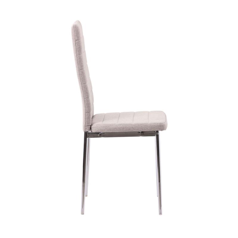 Set of 2 Lido Dining Chair in Sand Colour Fabric with Chrome Legs room 3